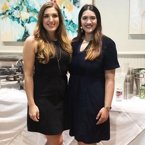 LOFT Navy Blue Velvet & Satin Knee Length Work Dress